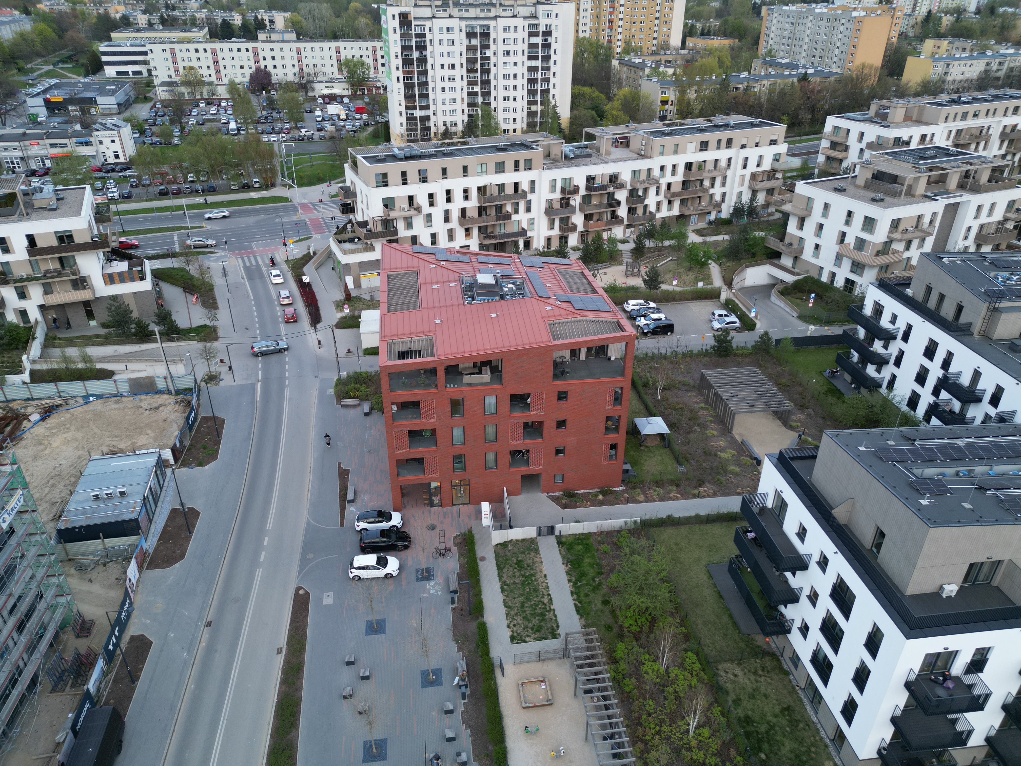 Aerial of neighbouring Zielone Bemowo and Nordic Bemowo along Lazurowa