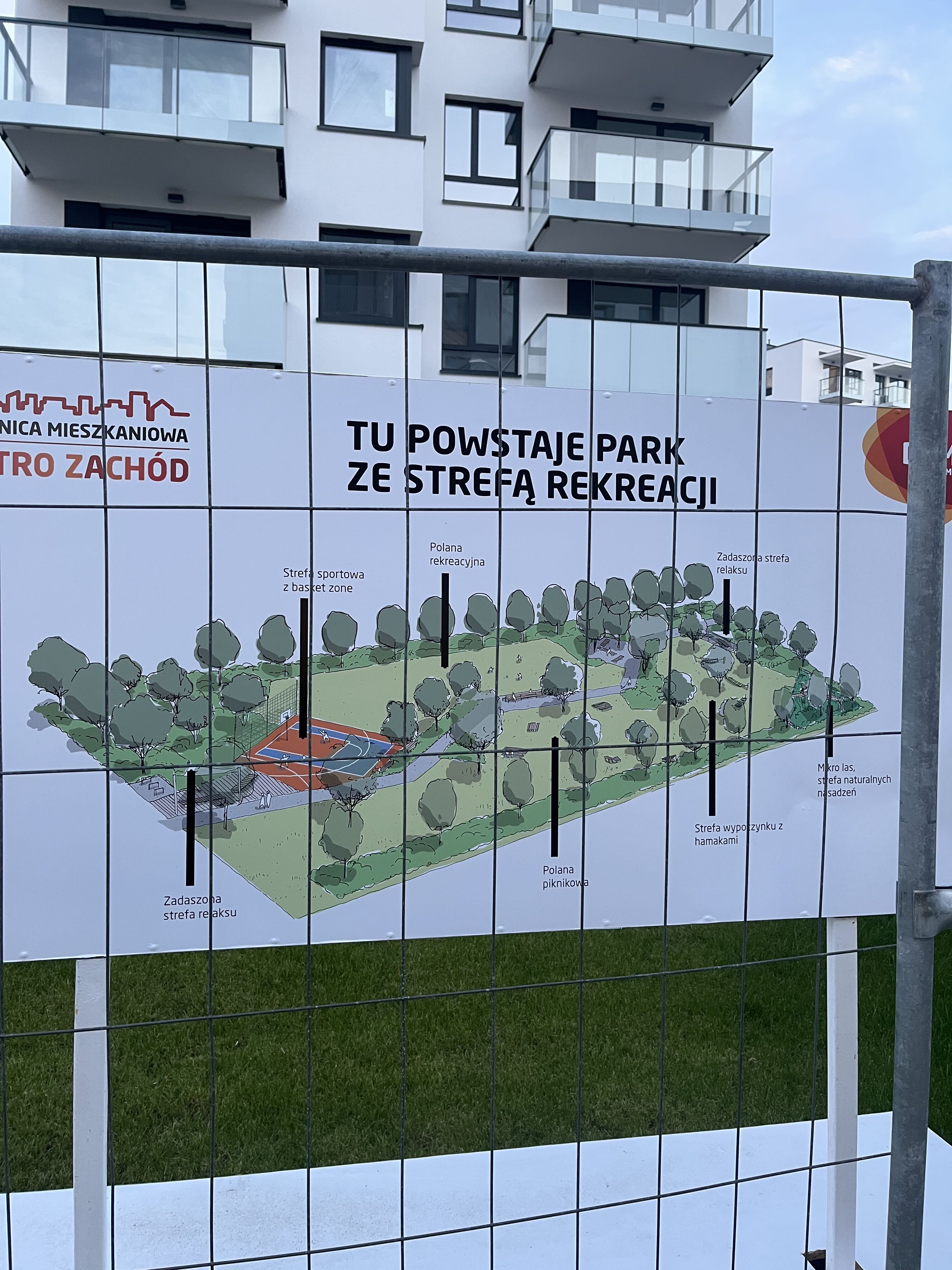Construction-fence board for the planned Metro Zachód recreation park