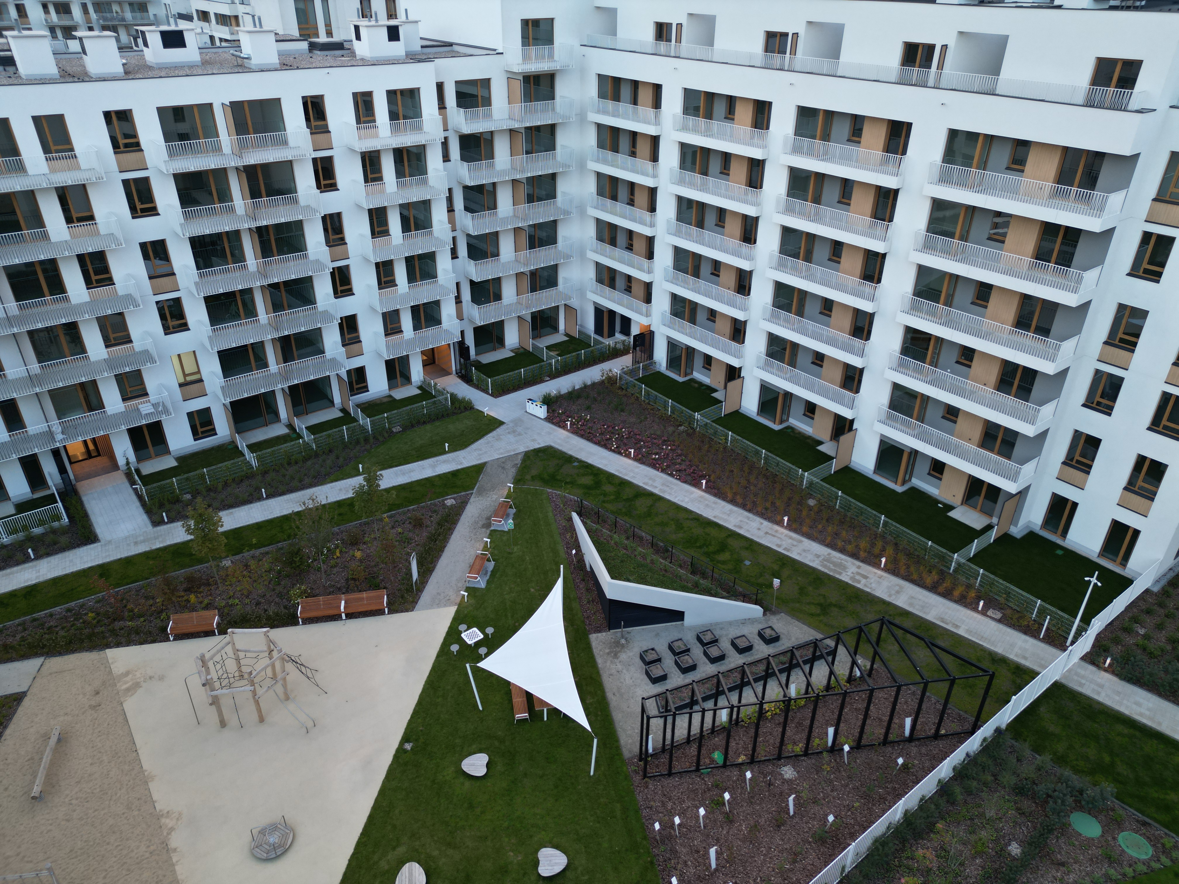 Neowo stage two apartments with deep loggias seen from the courtyard
